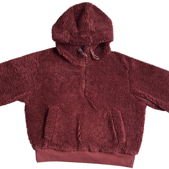 Lululemon Warm Restore Oh So Sherpa Pullover 1/2 Zip Up Burgundy Women’s 10 - Picture 2 of 14
